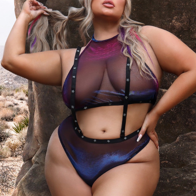 Fantasy Lingerie Vibes Stardust Halter Top & Suspender Bottoms – Curvy