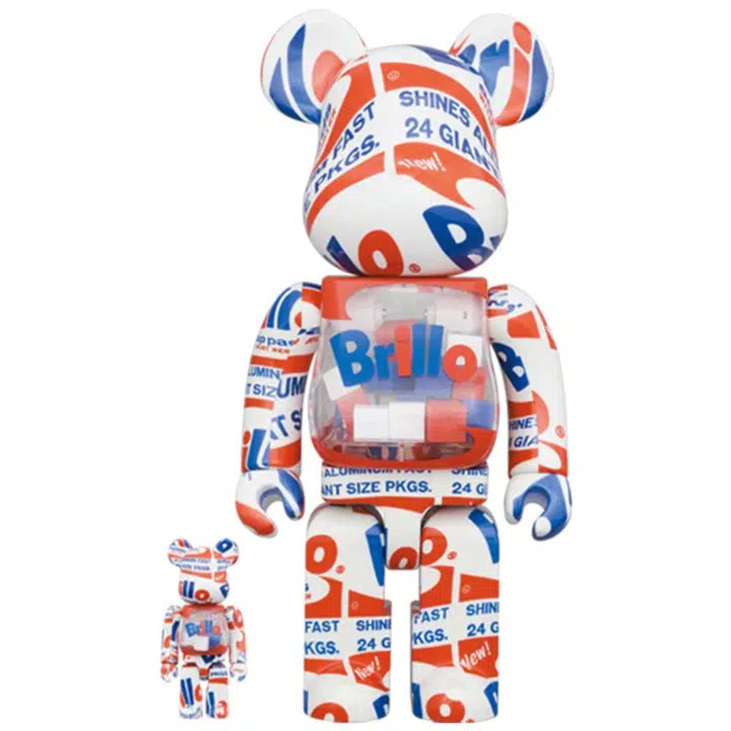 Medicom Toy x Andy Warhol Brillo Be@rbrick 100% and 400% figure set