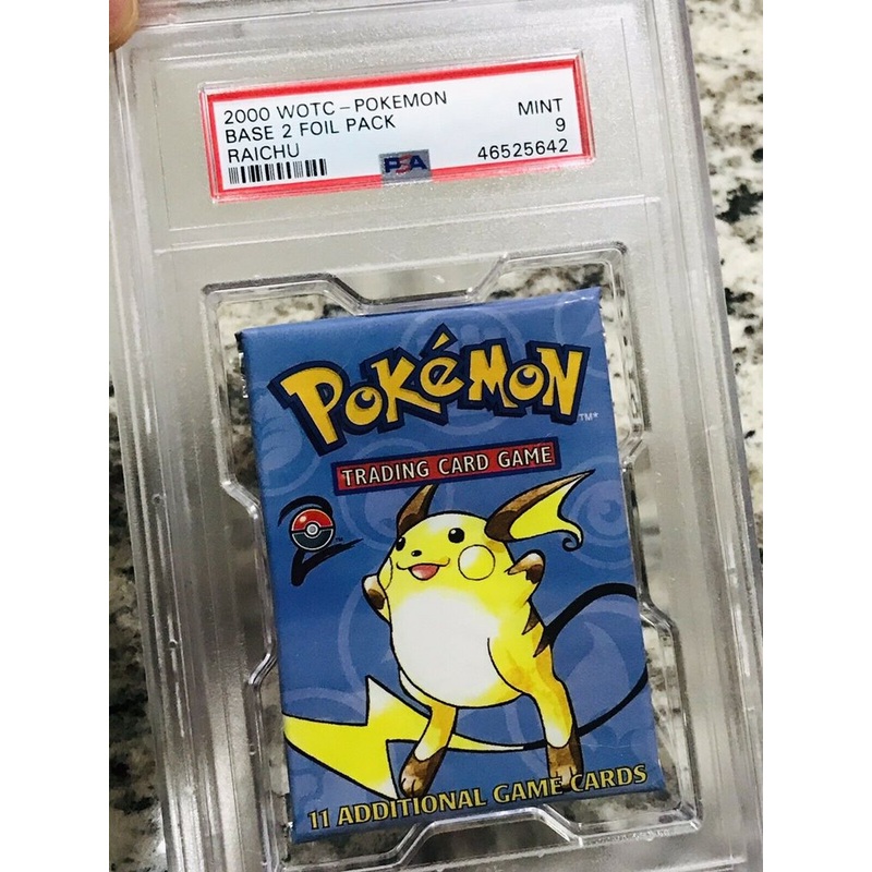 2000 WOTC – Pokemon – Base Set 2 Foil Pack – Raichu – PSA MINT 9